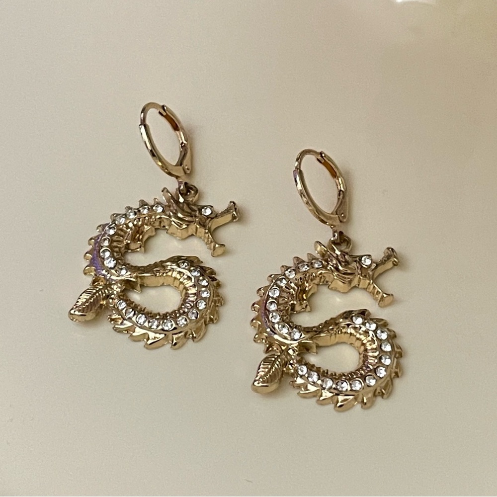Gold Dragon Hoop Earrings